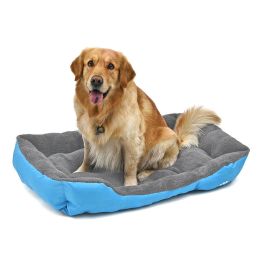 Washable Pet Dog Cat Bed Puppy Cushion House Pet Soft Warm Kennel Dog Mat Blanke (Color: Blue)