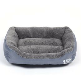 Washable Pet Dog Cat Bed Puppy Cushion House Pet Soft Warm Kennel Dog Mat Blanke (Color: Gray)