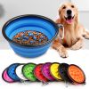 Portable Pet Feeder Travel Foldable Pet Dog Bowl Silicone Collapsible Slow 350ml/1000ml Feeding Bowl